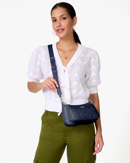 KateSpade Duet Quilted Fabric Small Crossbody Parisian Navy