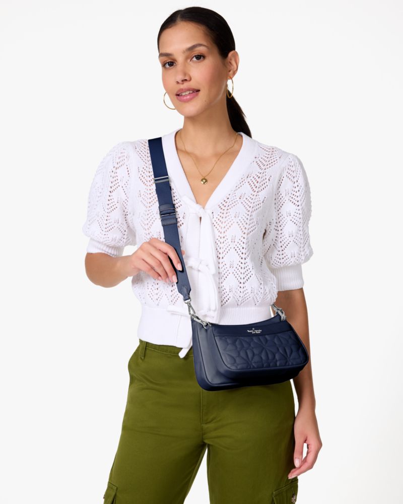 KateSpade Duet Quilted Fabric Small Crossbody Parisian Navy