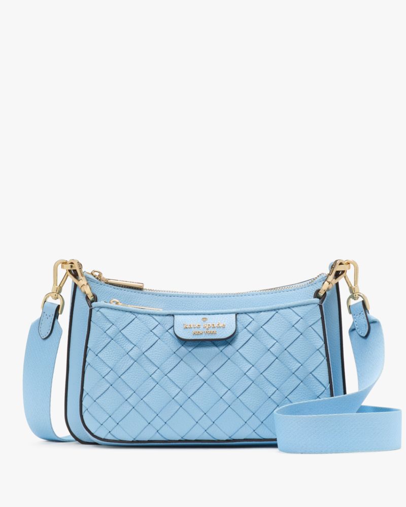 KateSpade Duet Woven Leather Crossbody Montauk Blue