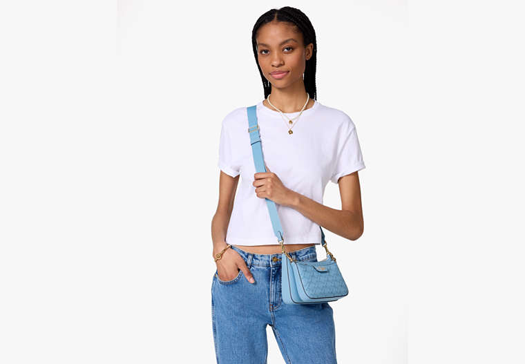Duet Woven Leather Crossbody Montauk Blue Montauk Blue