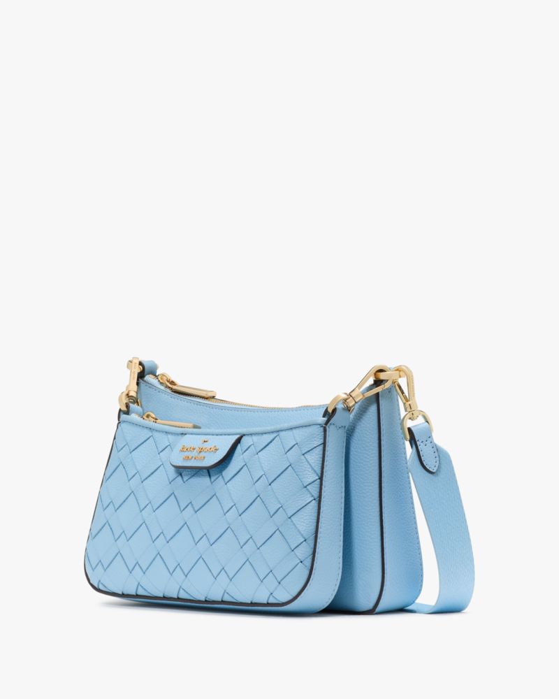 KateSpade Duet Woven Leather Crossbody Montauk Blue