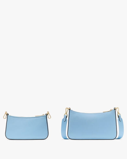 KateSpade Duet Woven Leather Crossbody Montauk Blue