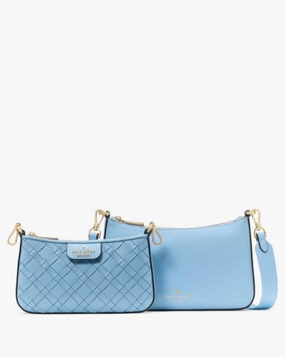 KateSpade Duet Woven Leather Crossbody Montauk Blue