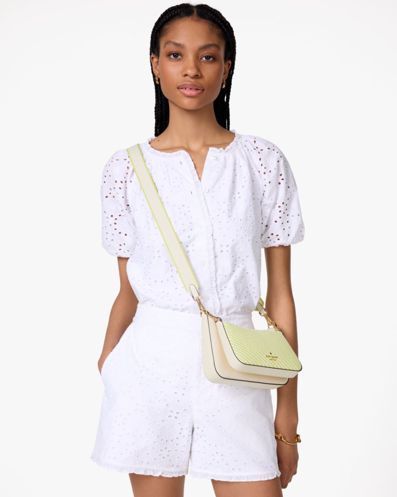 KateSpade Duet Straw Crossbody Lime Slushy Multi