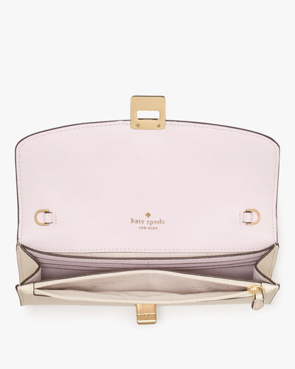 KateSpade Phoebe Perforated Turnlock Wallet on chain Meringue