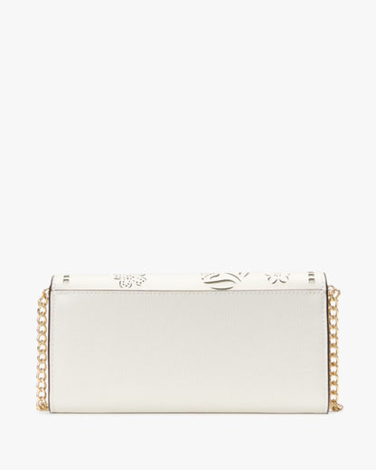 KateSpade Phoebe Perforated Turnlock Wallet on chain Meringue