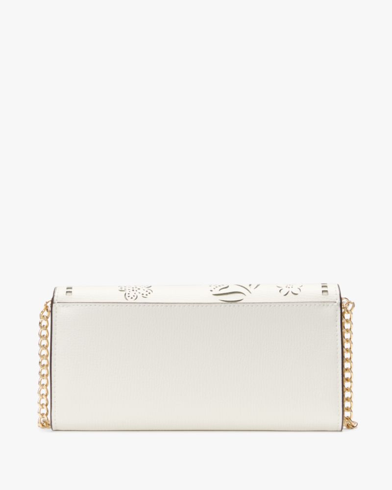 KateSpade Phoebe Perforated Turnlock Wallet on chain Meringue