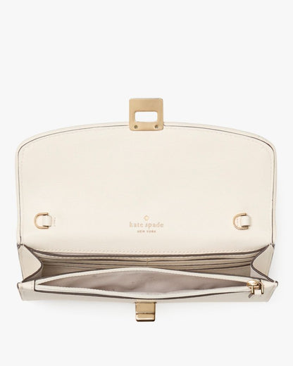 KateSpade Phoebe Straw Turnlock Wallet on chain Natural Multi