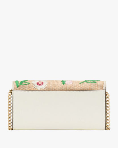 KateSpade Phoebe Straw Turnlock Wallet on chain Natural Multi