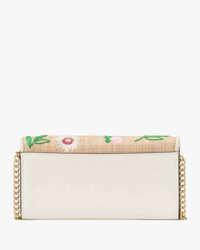 KateSpade Phoebe Straw Turnlock Wallet on chain Natural Multi