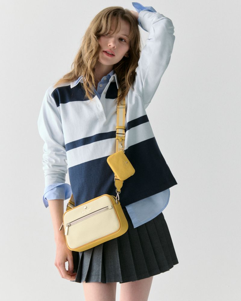 KateSpade Emma Colorblock Pebbled Leather Large Crossbody Buttermilk Glaze Multi