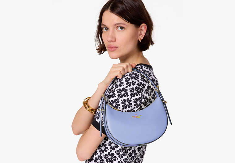 Madison Saffiano Leather Crescent Shoulder Bag Frosted Blueberry Frosted Blueberry