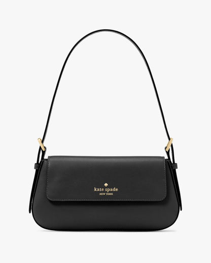 KateSpade Madison Saffiano Leather Small Flap Shoulder Bag Black