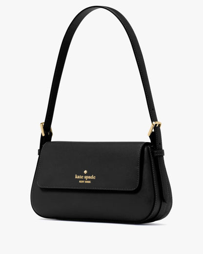 KateSpade Madison Saffiano Leather Small Flap Shoulder Bag Black