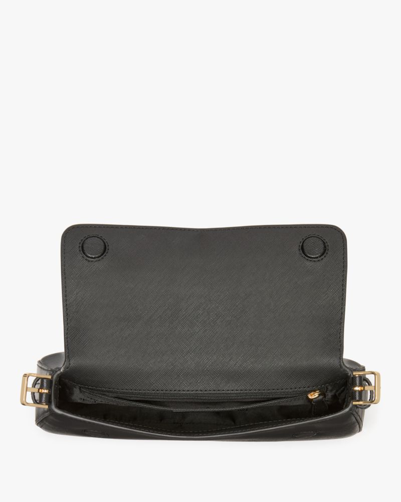 KateSpade Madison Saffiano Leather Small Flap Shoulder Bag Black