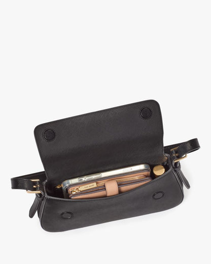 KateSpade Madison Saffiano Leather Small Flap Shoulder Bag Black