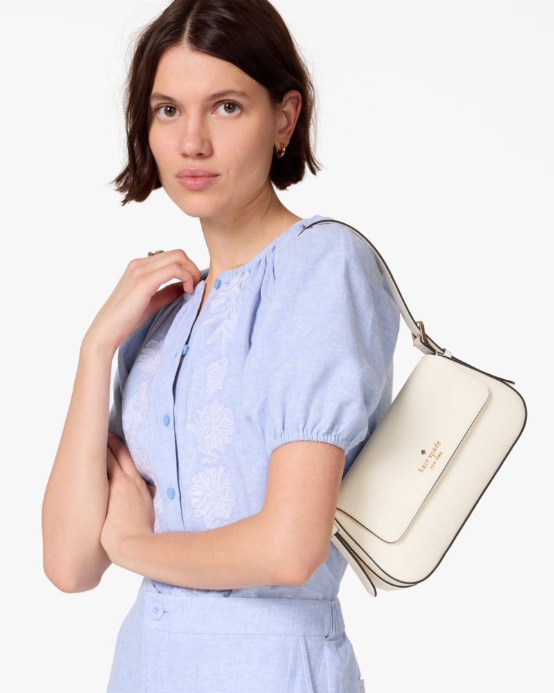 KateSpade Madison Saffiano Leather Small Flap Shoulder Bag Meringue