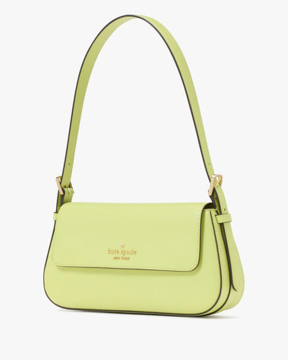 KateSpade Madison Saffiano Leather Small Flap Shoulder Bag Lime Slushy