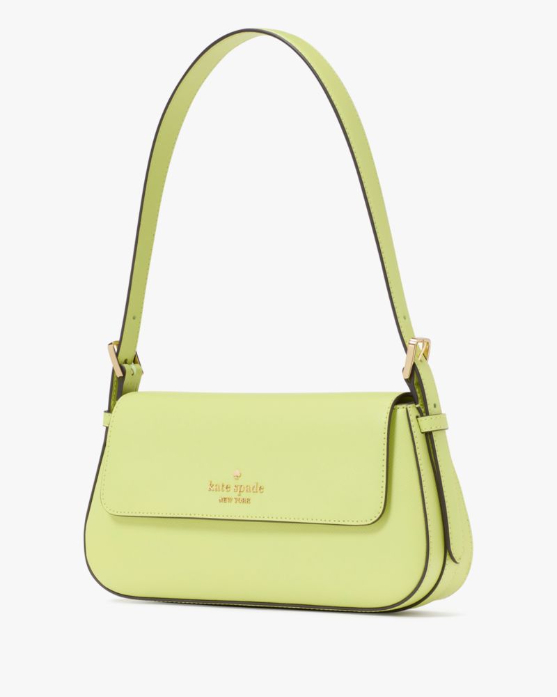 KateSpade Madison Saffiano Leather Small Flap Shoulder Bag Lime Slushy