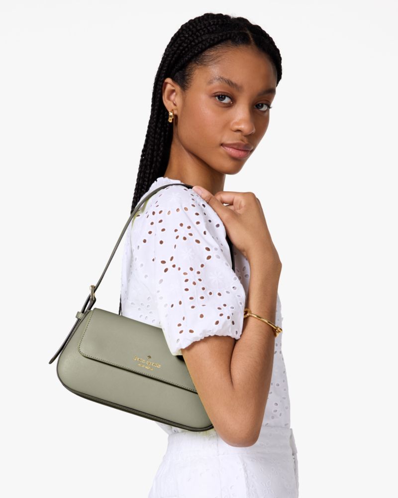 KateSpade Madison Saffiano Leather Small Flap Shoulder Bag Dusky Pine