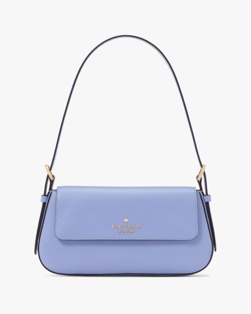 KateSpade Madison Saffiano Leather Small Flap Shoulder Bag Frosted Blueberry