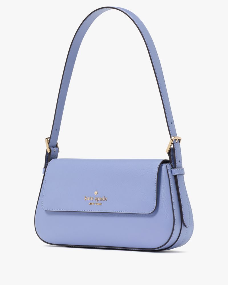 KateSpade Madison Saffiano Leather Small Flap Shoulder Bag Frosted Blueberry