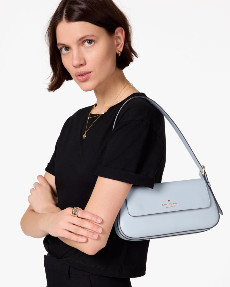 KateSpade Madison Saffiano Leather Small Flap Shoulder Bag Watercolor Blue