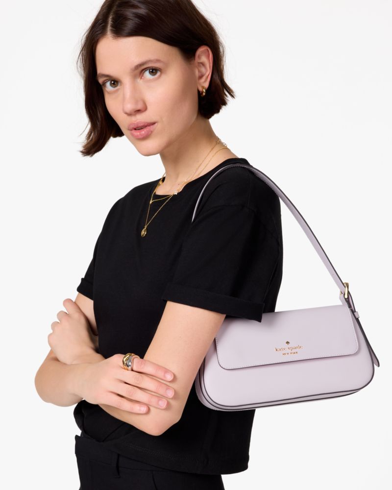 KateSpade Madison Saffiano Leather Small Flap Shoulder Bag Pale Amethyst