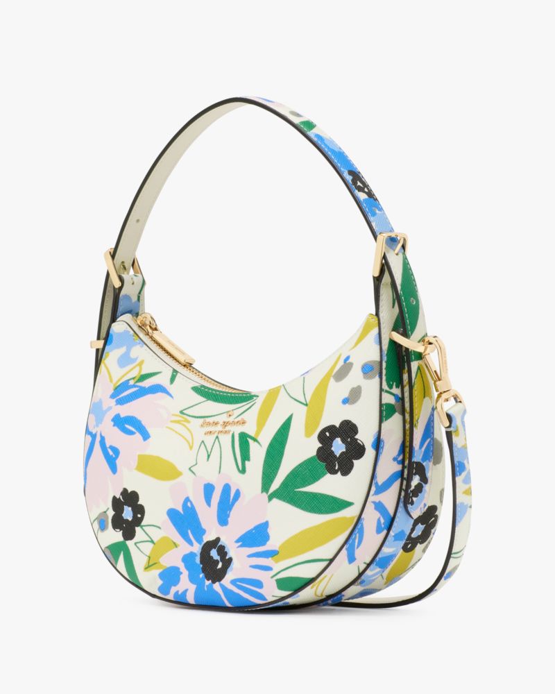 KateSpade Madison Floral Crescent Shoulder Bag Cream Multi