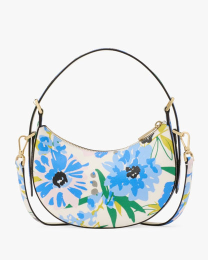 KateSpade Madison Floral Crescent Shoulder Bag Cream Multi