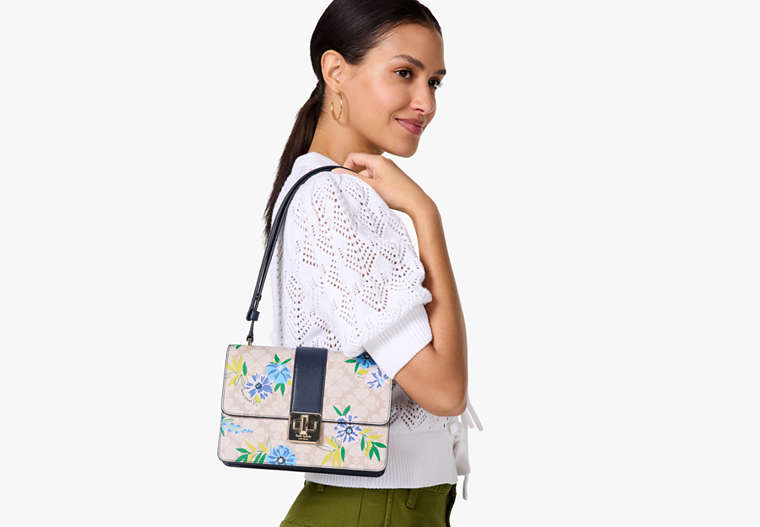 Spade Flower Floral Small Flap Shoulder Bag Blazer Blue Multi Blazer Blue Multi