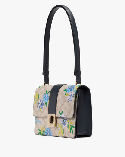 KateSpade Spade Flower Floral Small Flap Shoulder Bag Blazer Blue Multi