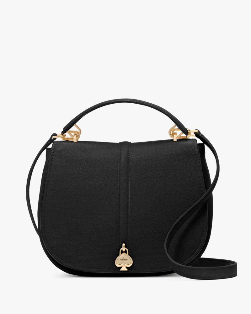 KateSpade Kayla Pebbled Leather Saddle Bag Black