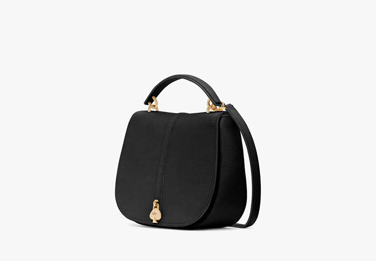 Kayla Pebbled Leather Saddle Bag Black Black