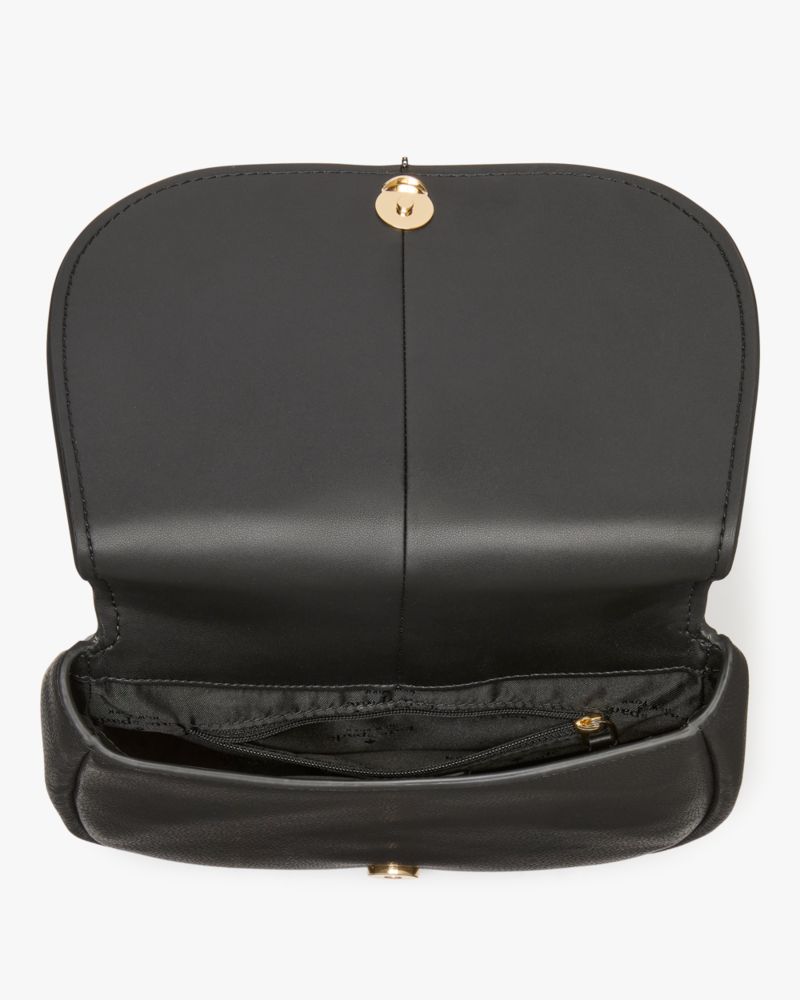 KateSpade Kayla Pebbled Leather Saddle Bag Black