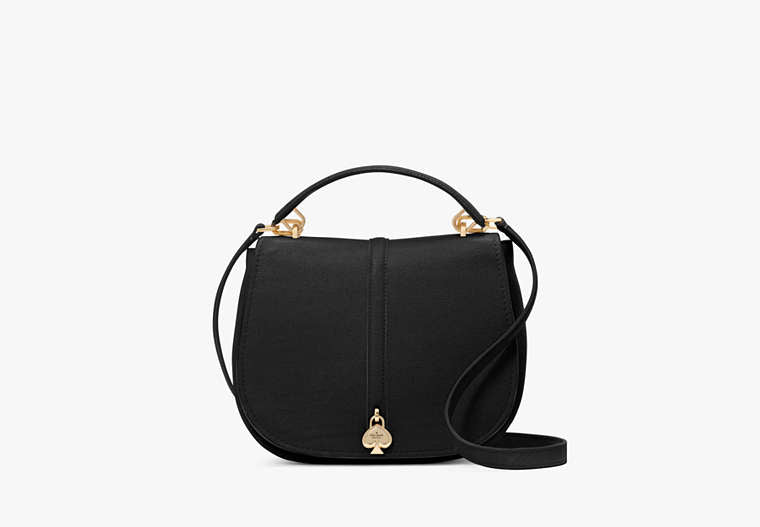 Kayla Pebbled Leather Saddle Bag Black Black
