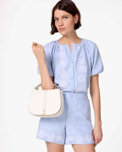 KateSpade Kayla Pebbled Leather Saddle Bag Meringue