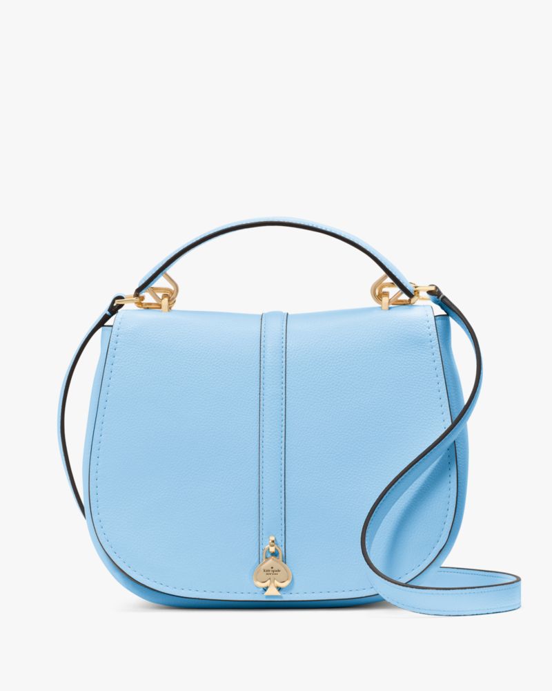 KateSpade Kayla Pebbled Leather Saddle Bag Montauk Blue