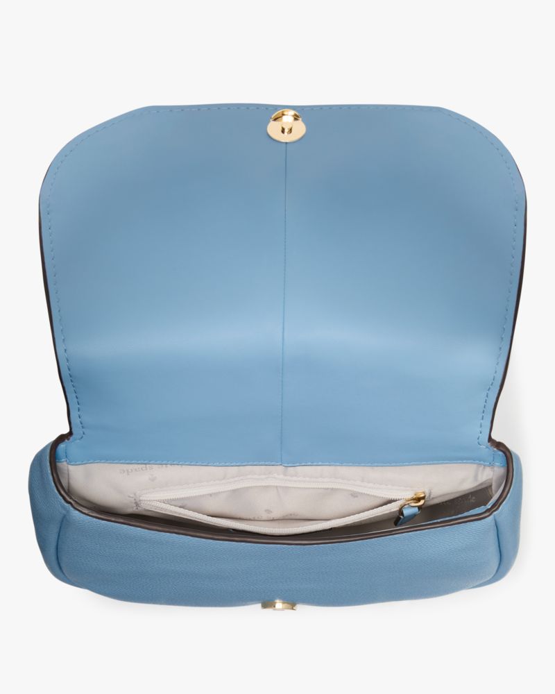 KateSpade Kayla Pebbled Leather Saddle Bag Montauk Blue