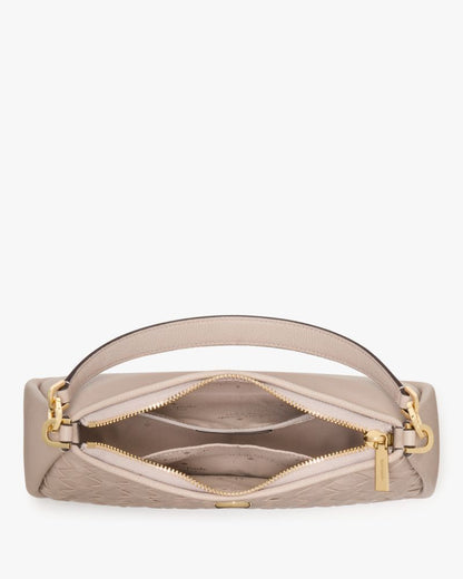 KateSpade Kayla Woven Leather Small Convertible Shoulder Bag Cozy Grey