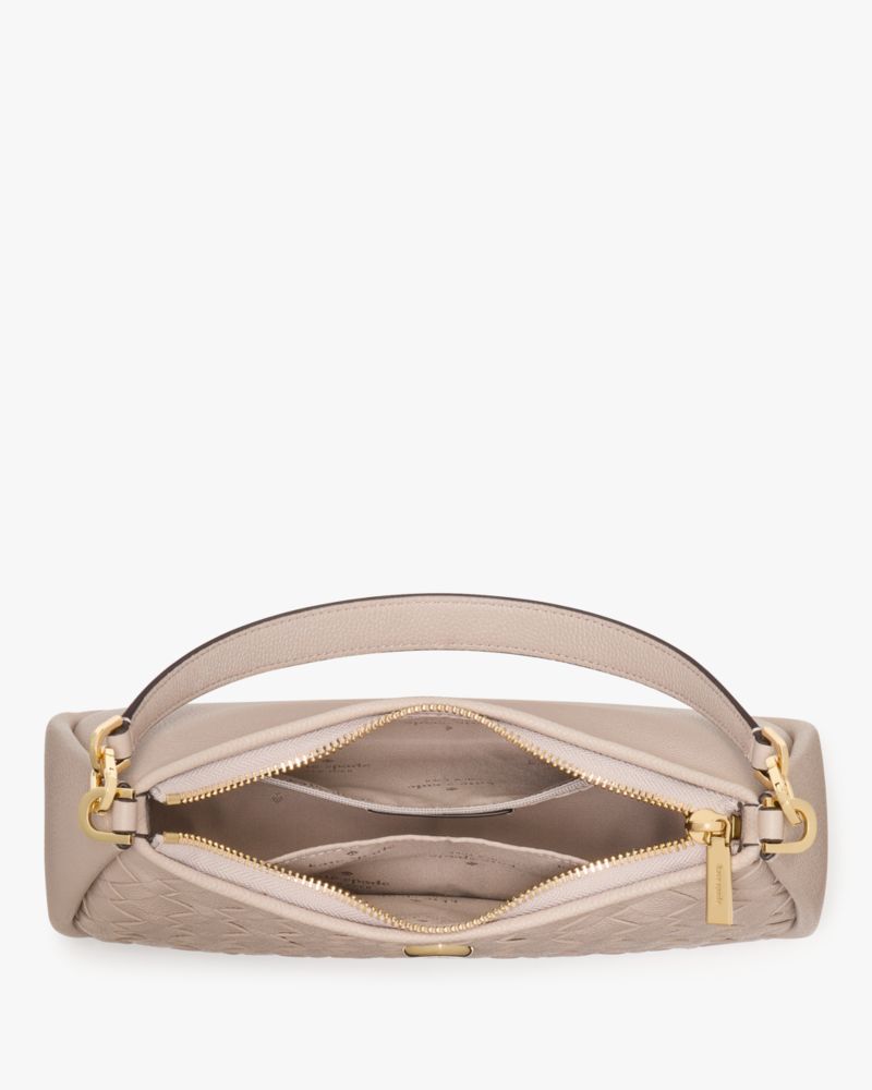 KateSpade Kayla Woven Leather Small Convertible Shoulder Bag Cozy Grey