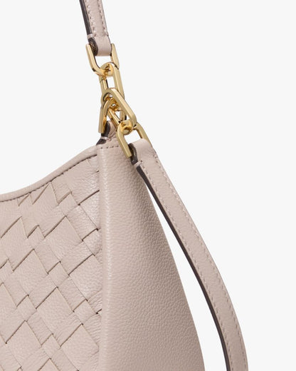 KateSpade Kayla Woven Leather Small Convertible Shoulder Bag Cozy Grey