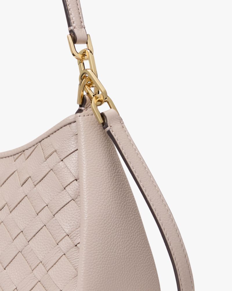 KateSpade Kayla Woven Leather Small Convertible Shoulder Bag Cozy Grey