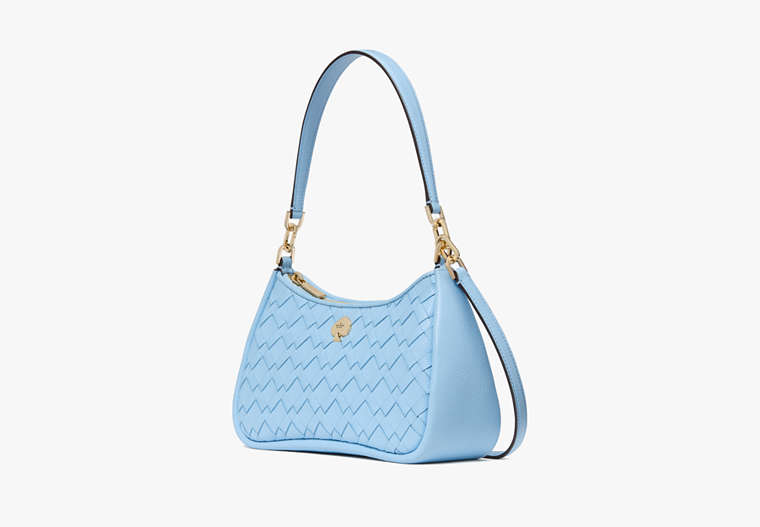 Kayla Woven Leather Small Convertible Shoulder Bag Montauk Blue Montauk Blue