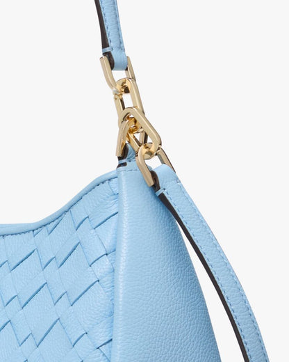 KateSpade Kayla Woven Leather Small Convertible Shoulder Bag Montauk Blue