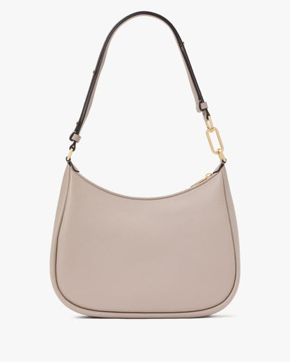 KateSpade Kayla Woven Leather Large Shoulder Bag Cozy Grey
