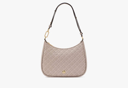 Kayla Woven Leather Large Shoulder Bag Cozy Grey Cozy Grey