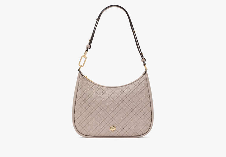 Kayla Woven Leather Large Shoulder Bag Cozy Grey Cozy Grey