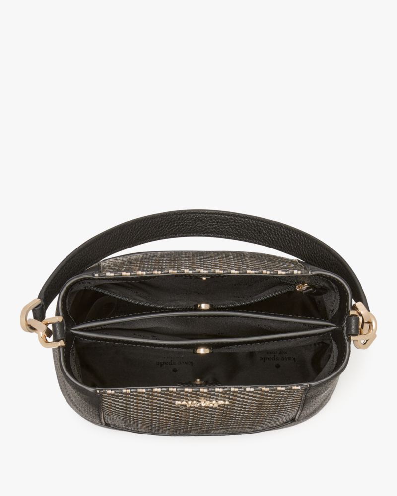 KateSpade Lena Straw Bucket Bag Black Multi