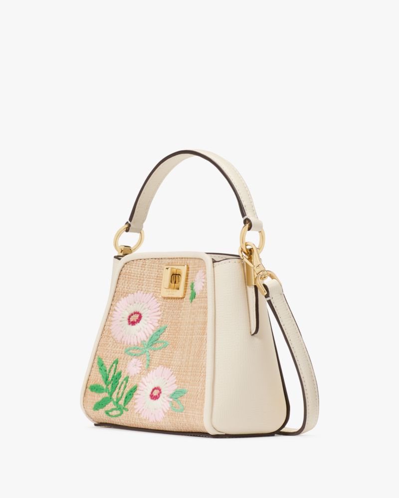 KateSpade Phoebe Straw Mini Top Handle Crossbody Natural Multi